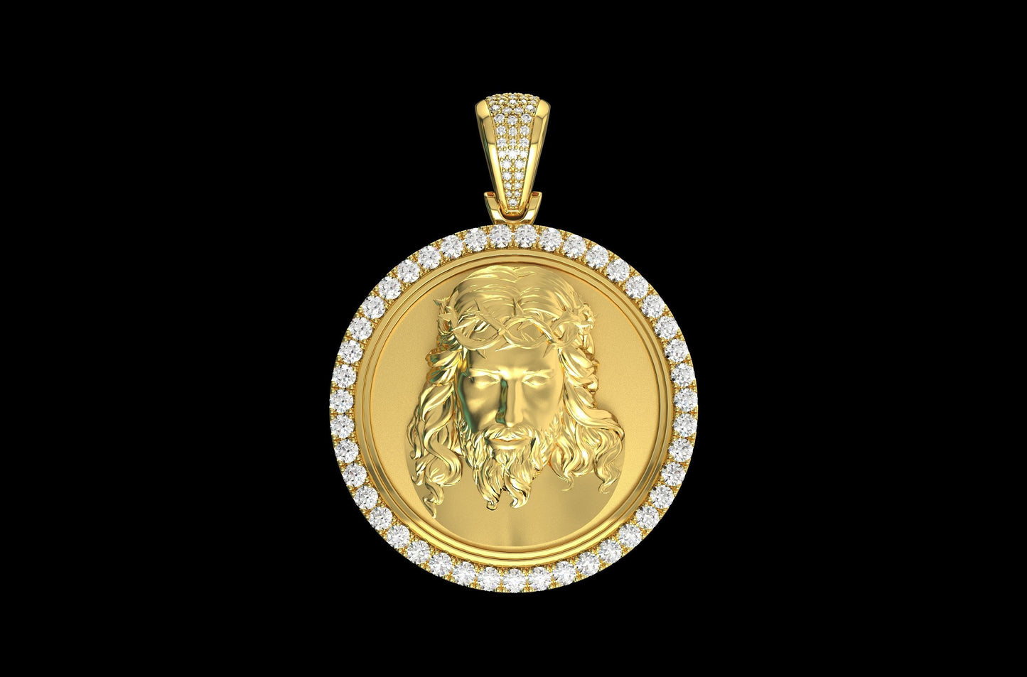 18kt Gesu'  yellow white gold pendant locket 18kt diamonds fashion religious fashion handmade gift made in italy precious luminous