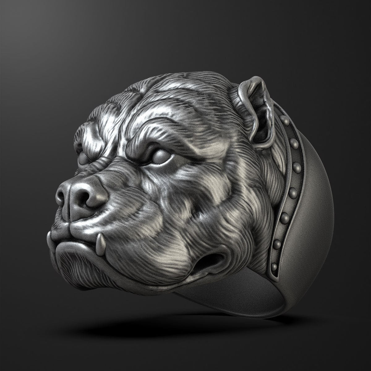 pitbull ring 925 silver 18kt gold man unisex fashion gift fashion made in italy animals precious handmade