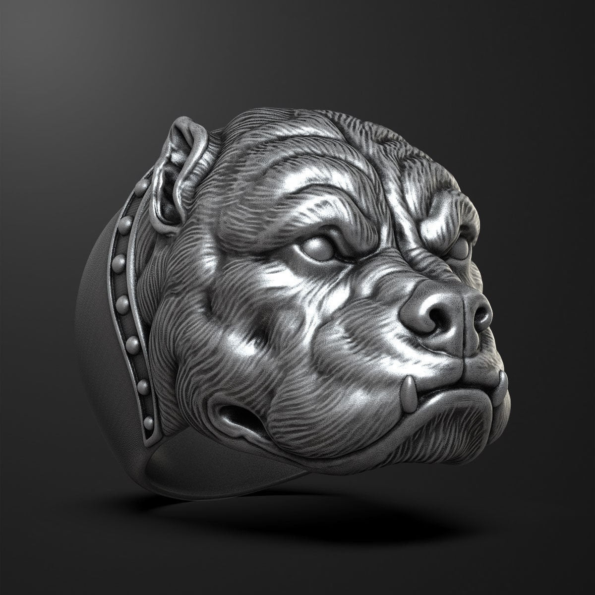 pitbull ring 925 silver 18kt gold man unisex fashion gift fashion made in italy animals precious handmade