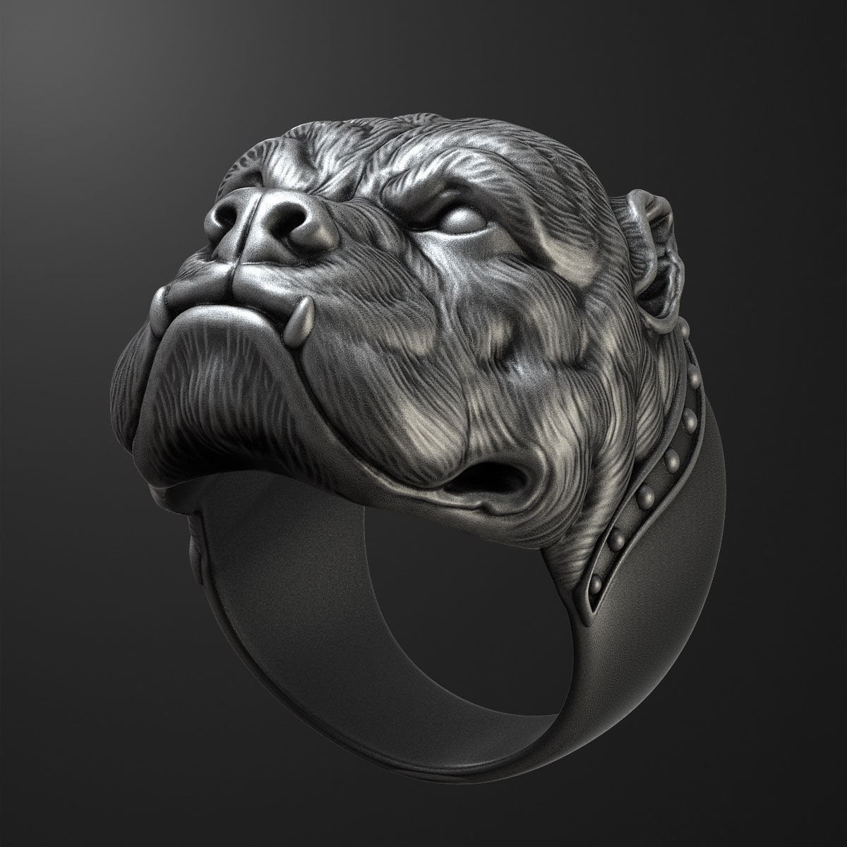 pitbull ring 925 silver 18kt gold man unisex fashion gift fashion made in italy animals precious handmade