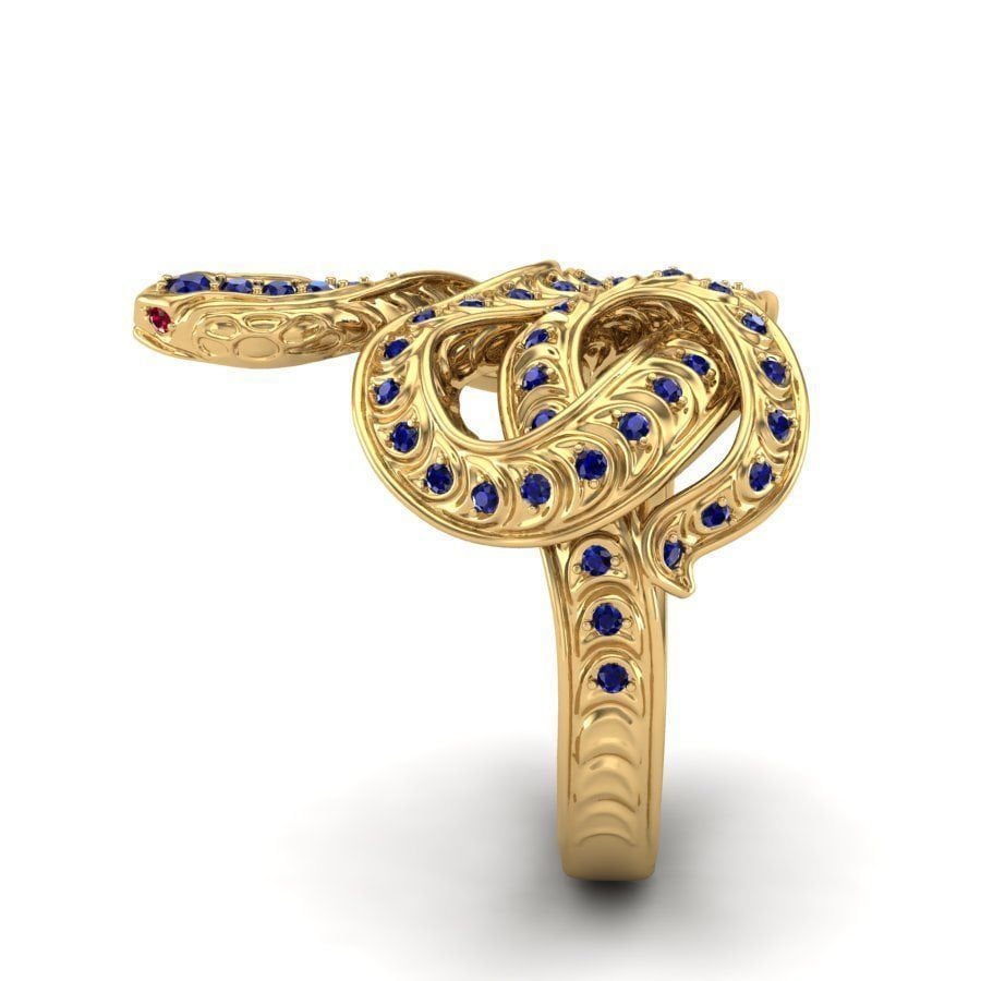 snake ring 18kt gold silver sapphires rubies gift woman fashion made in italy girl