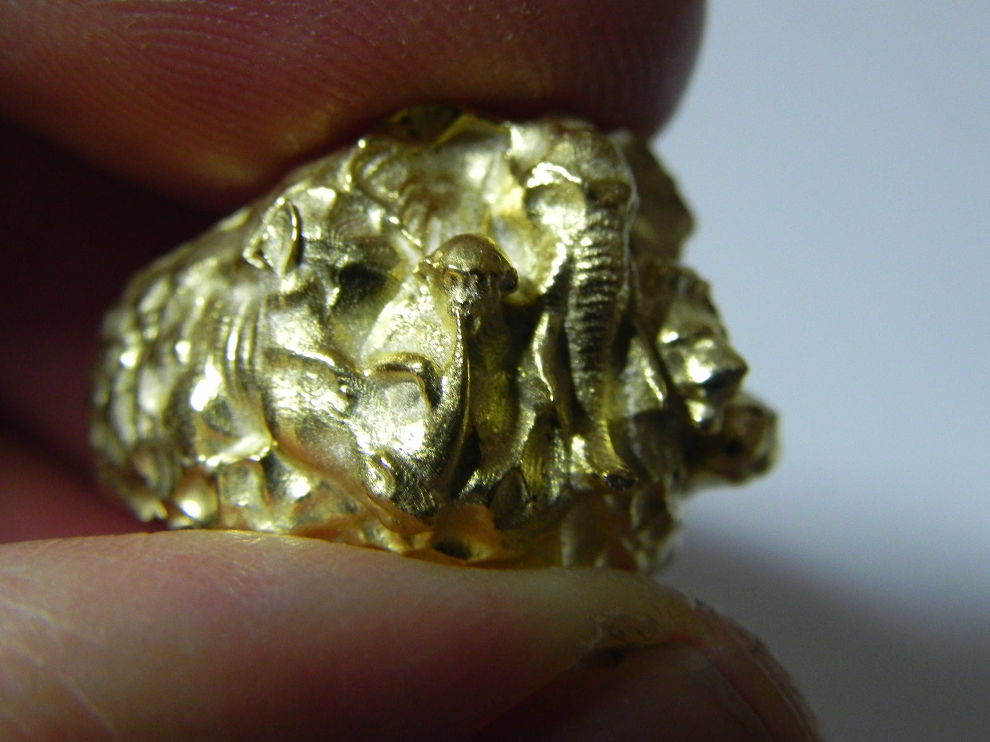 safari ring animalier silver 18kt gold sculpture africa symbolic precious gift woman unisex man