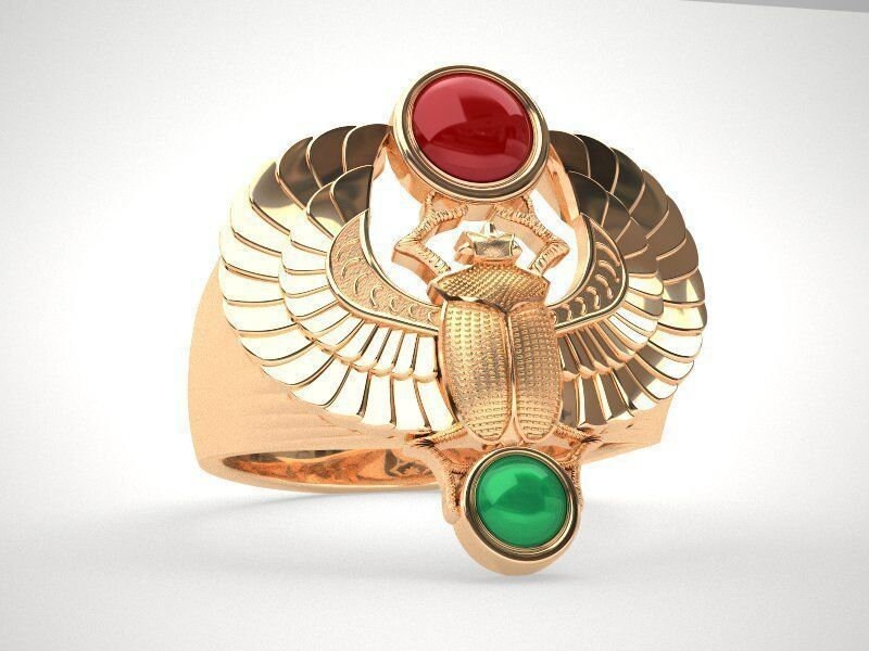 18kt yellow gold ring ancient Egyptian scarab made in Italy fashion gift man unisex precious woman