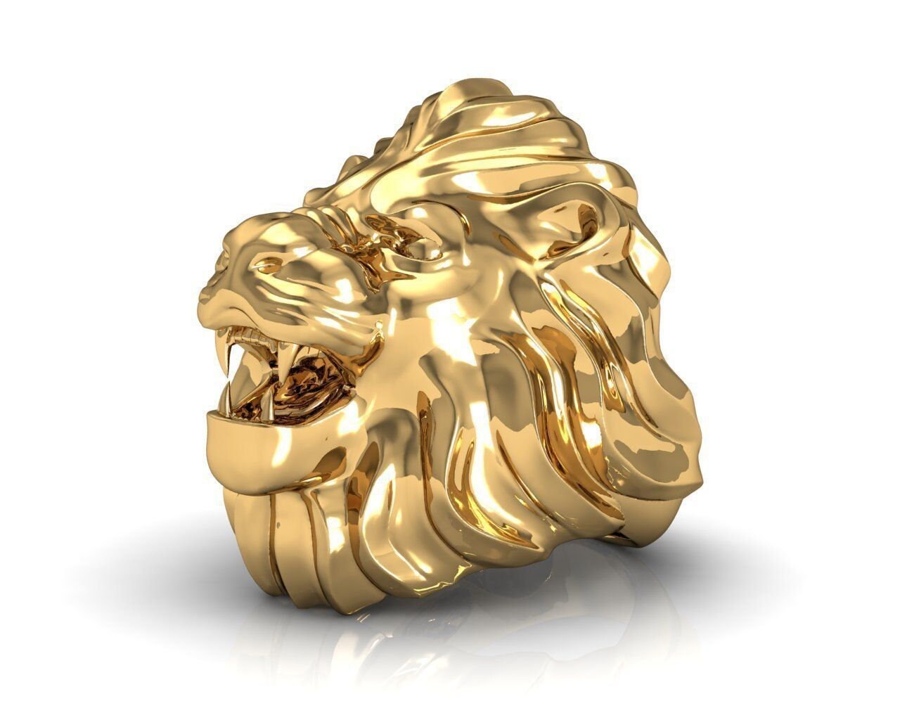 ring animalier lion 18kt yellow gold 14 kt man unisex gift made in italy handmade fashion fashion strong jewels man