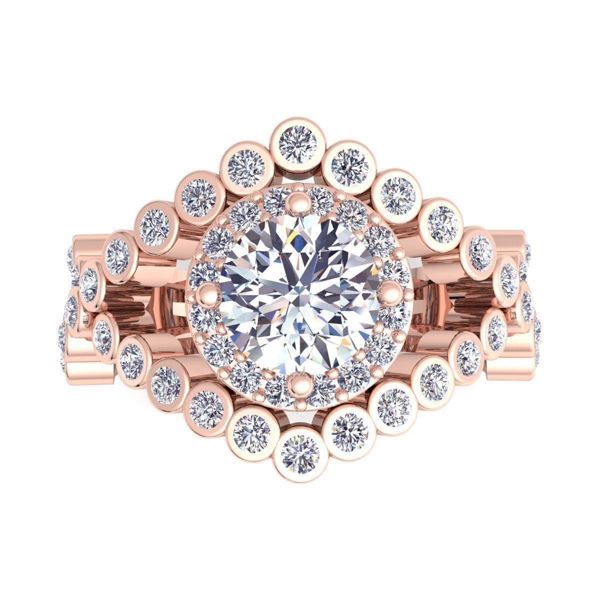 18kt white rose gold ring diamonds lab design vintage gift bride engagement anniversary made in italy fashion