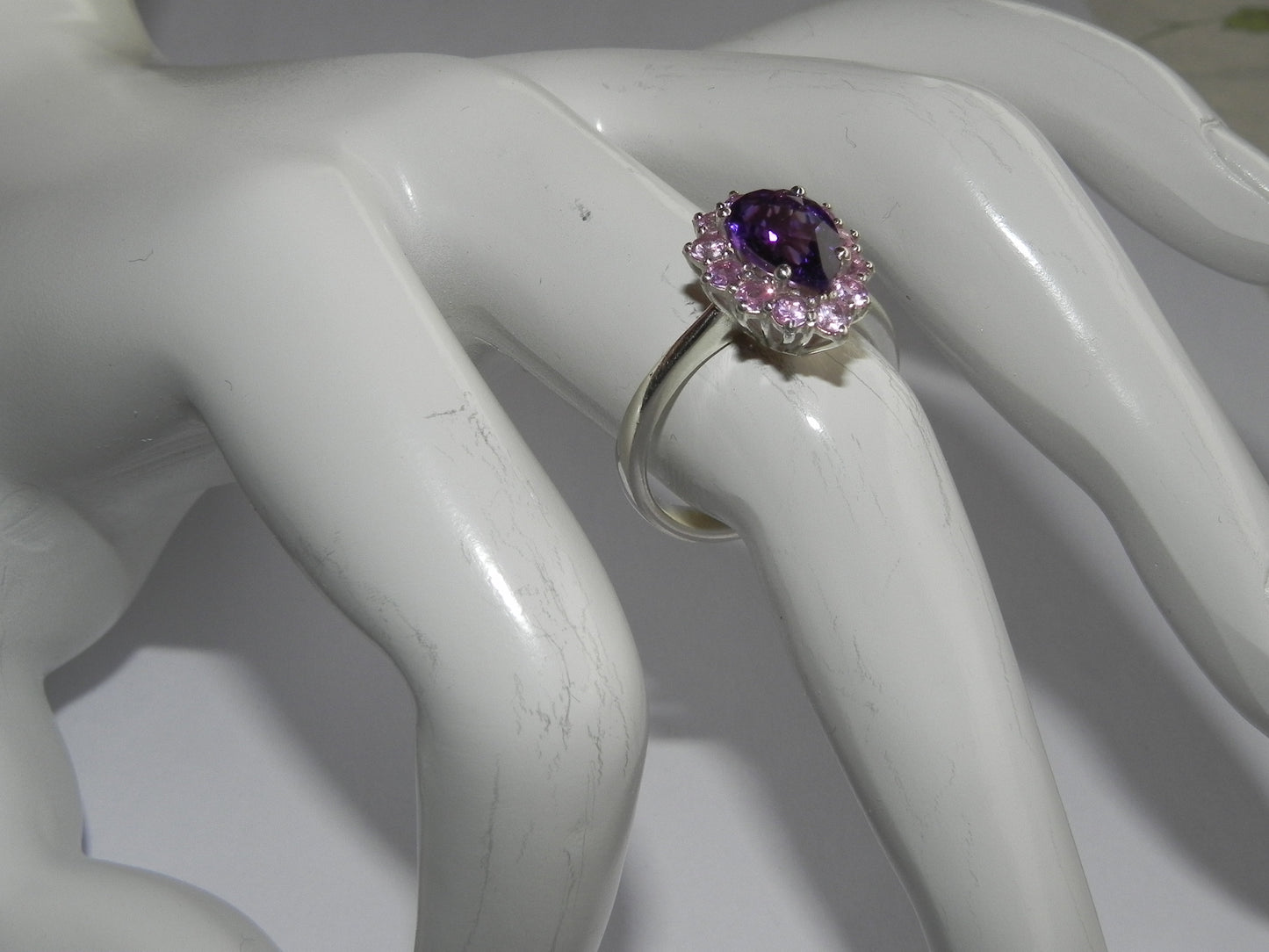 18kt gold ring silver amethyst sapphires fashion gift made in italy engagement wedding bright woman birthday