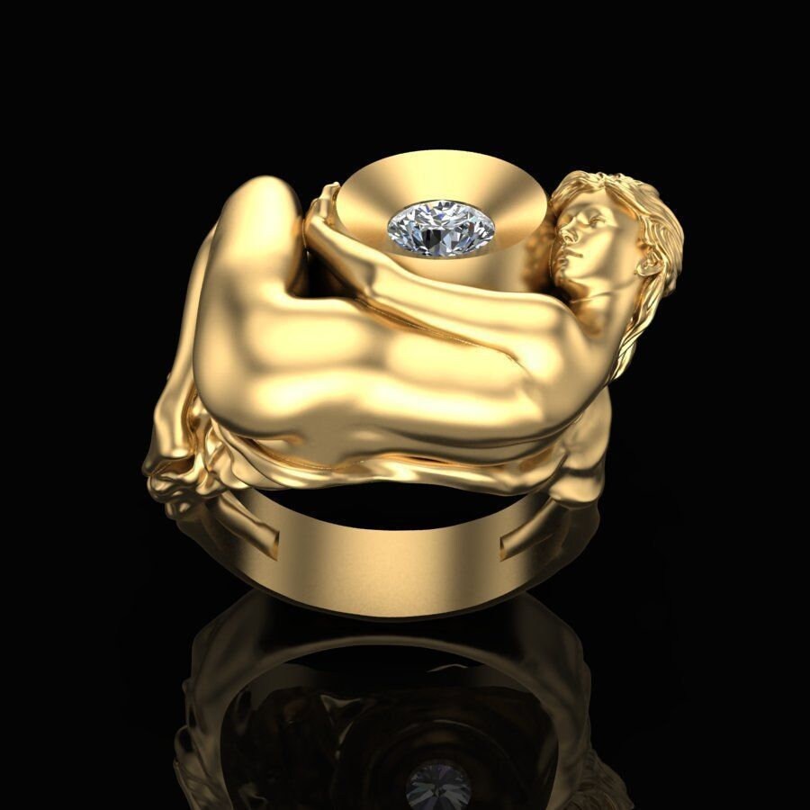 ring female figure 18kt gold silver gift woman symbol love made in italy birthday bride engagement