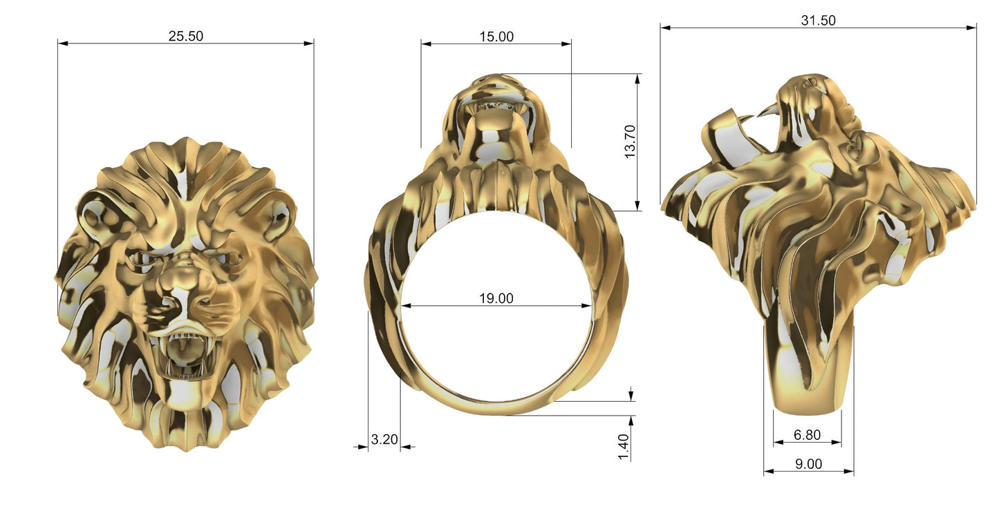 ring animalier lion 18kt yellow gold 14 kt man unisex gift made in italy handmade fashion fashion strong jewels man