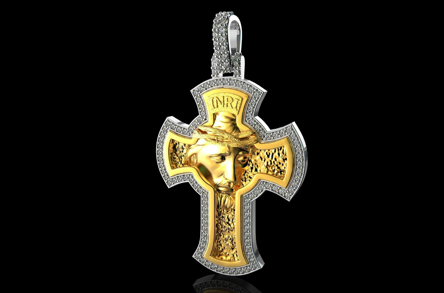 jesus christ pendant 18kt gold diamonds gift sculpture made in italy precious luminous unisex man fashion universe symbol