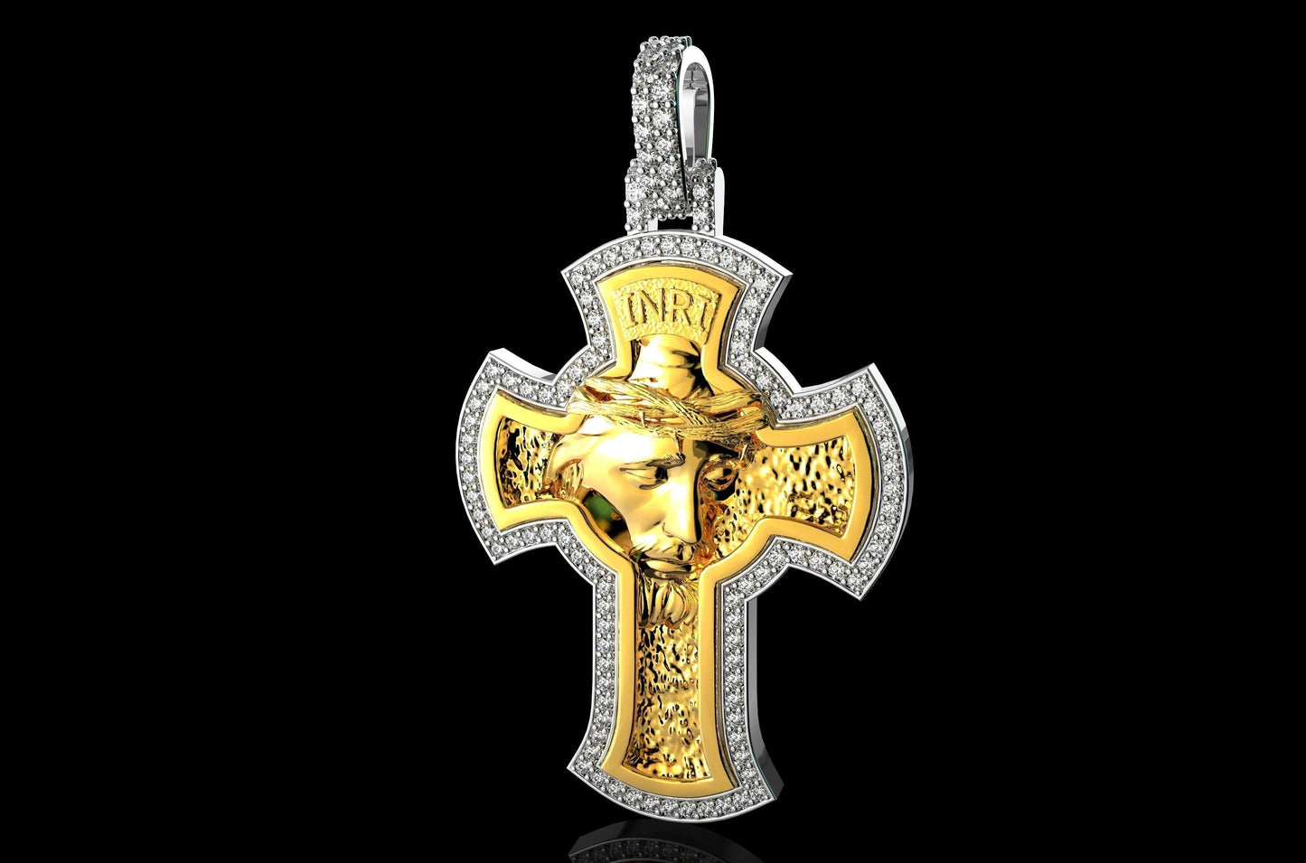 jesus christ pendant 18kt gold diamonds gift sculpture made in italy precious luminous unisex man fashion universe symbol