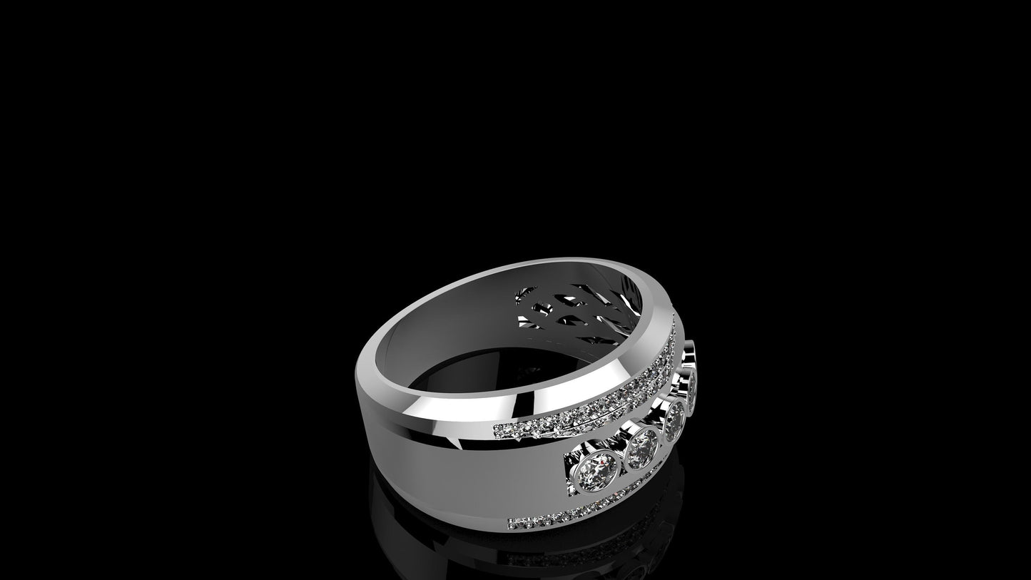 ring white gold 18kt bicolor diamonds precious man made in Italy unisex birthday anniversary gift