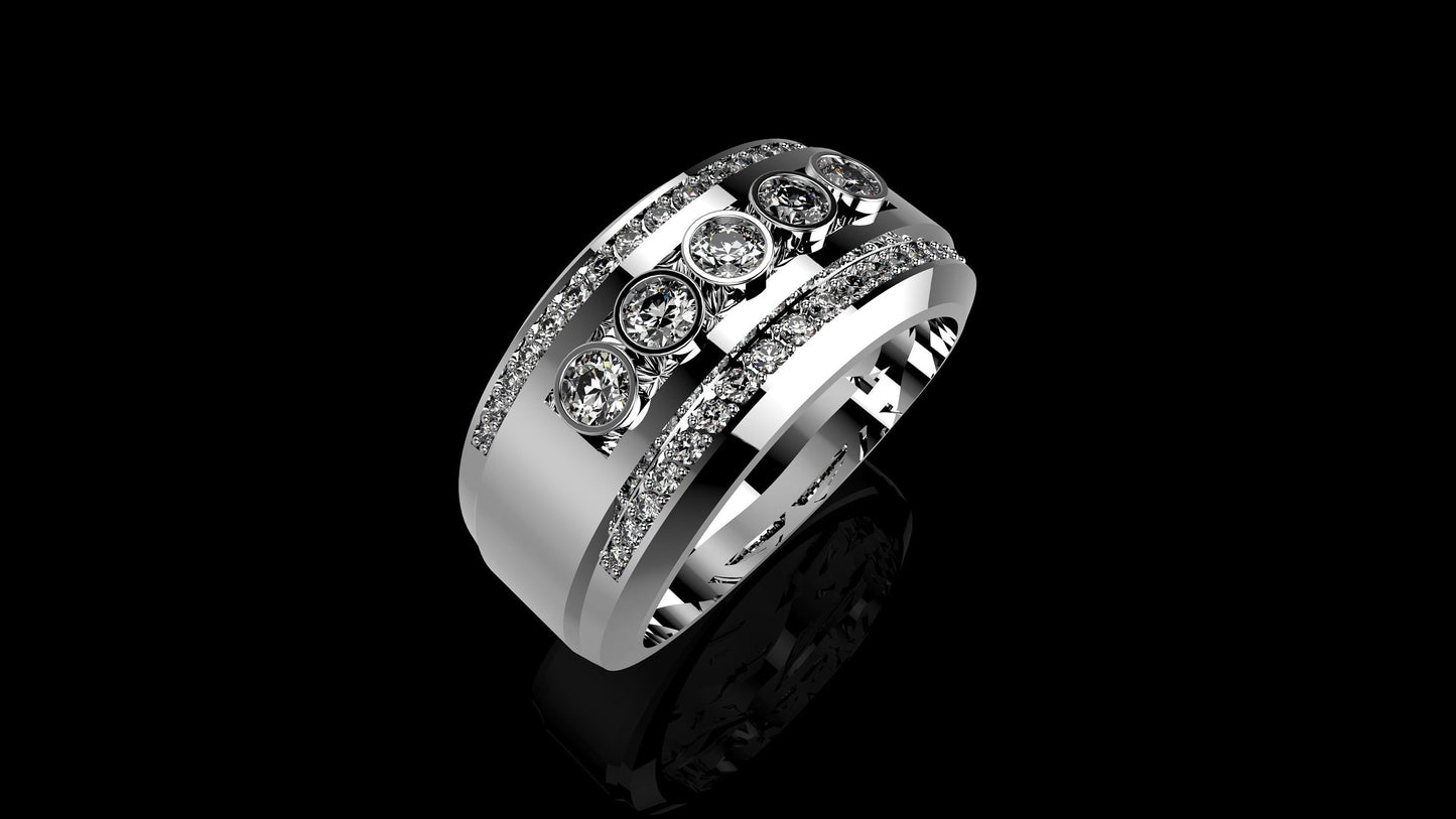 ring white gold 18kt bicolor diamonds precious man made in Italy unisex birthday anniversary gift