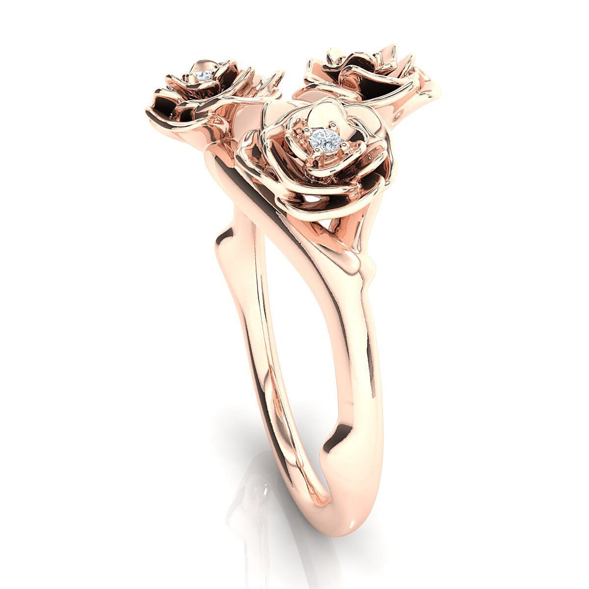 ring 3 rose gold 18kt white yellow pink diamonds precious gift woman design made in italy birthday engagement wedding anniversary