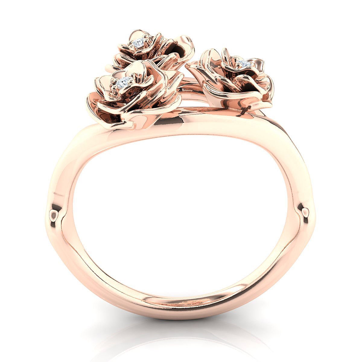 ring 3 rose gold 18kt white yellow pink diamonds precious gift woman design made in italy birthday engagement wedding anniversary