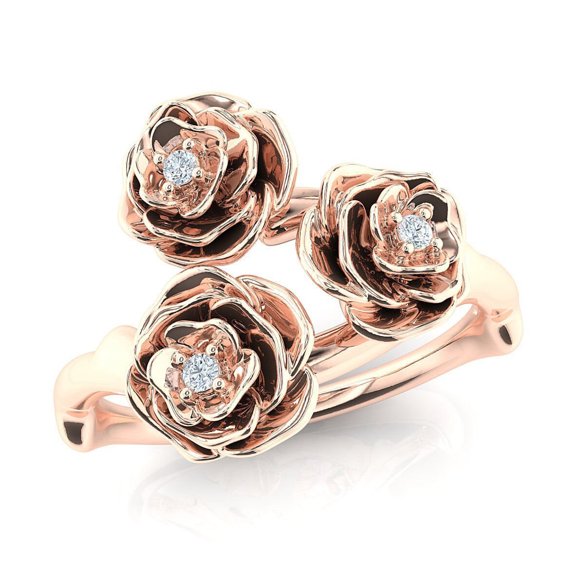 ring 3 rose gold 18kt white yellow pink diamonds precious gift woman design made in italy birthday engagement wedding anniversary