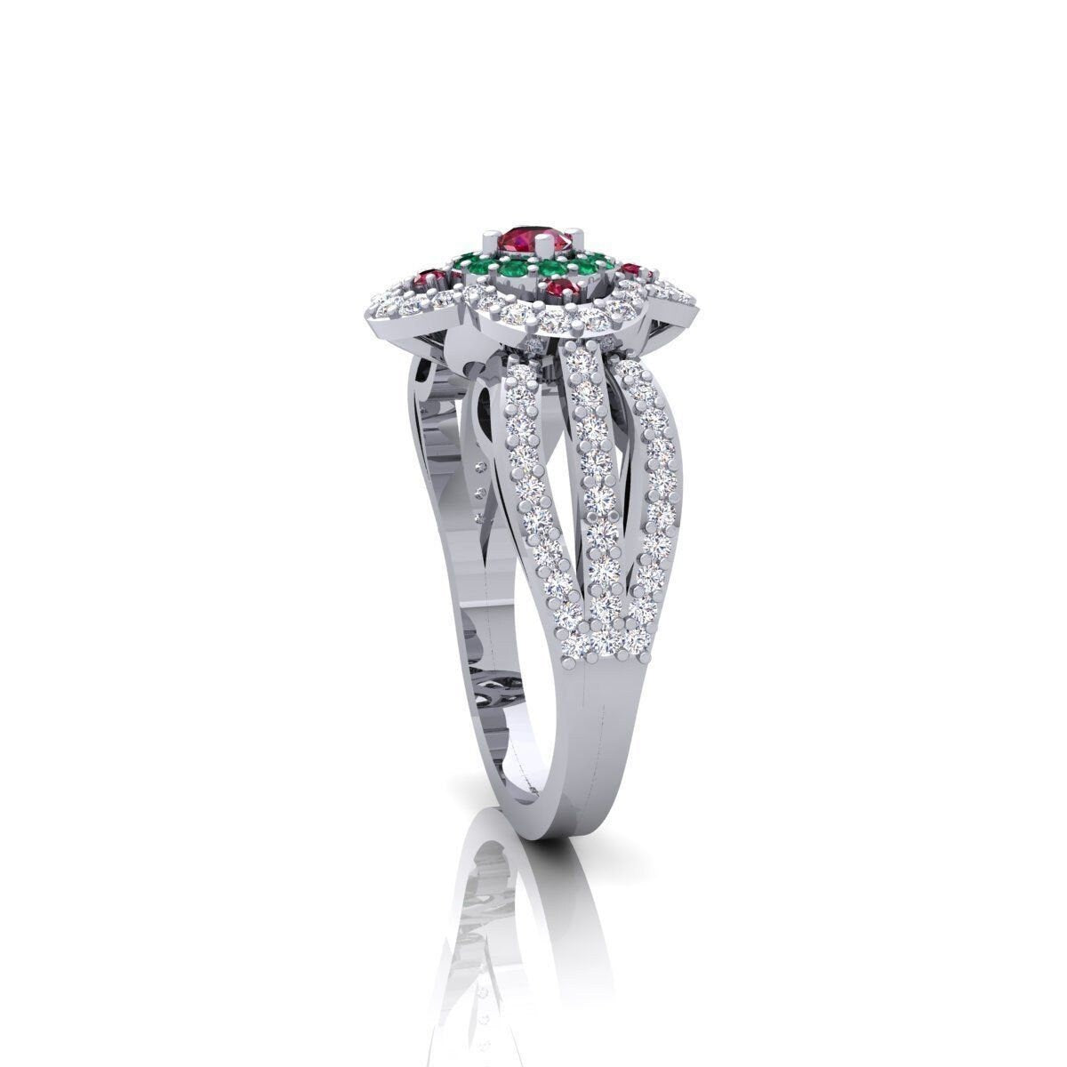 18kt rose white yellow gold ring emeralds diamonds natural rubies gift fashion woman fashion made in italy wedding engagement party