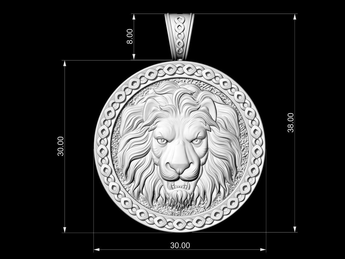 18kt gold pendant silver animal lion man gift unisex medallion sculpture birthday symbol strength made in italy