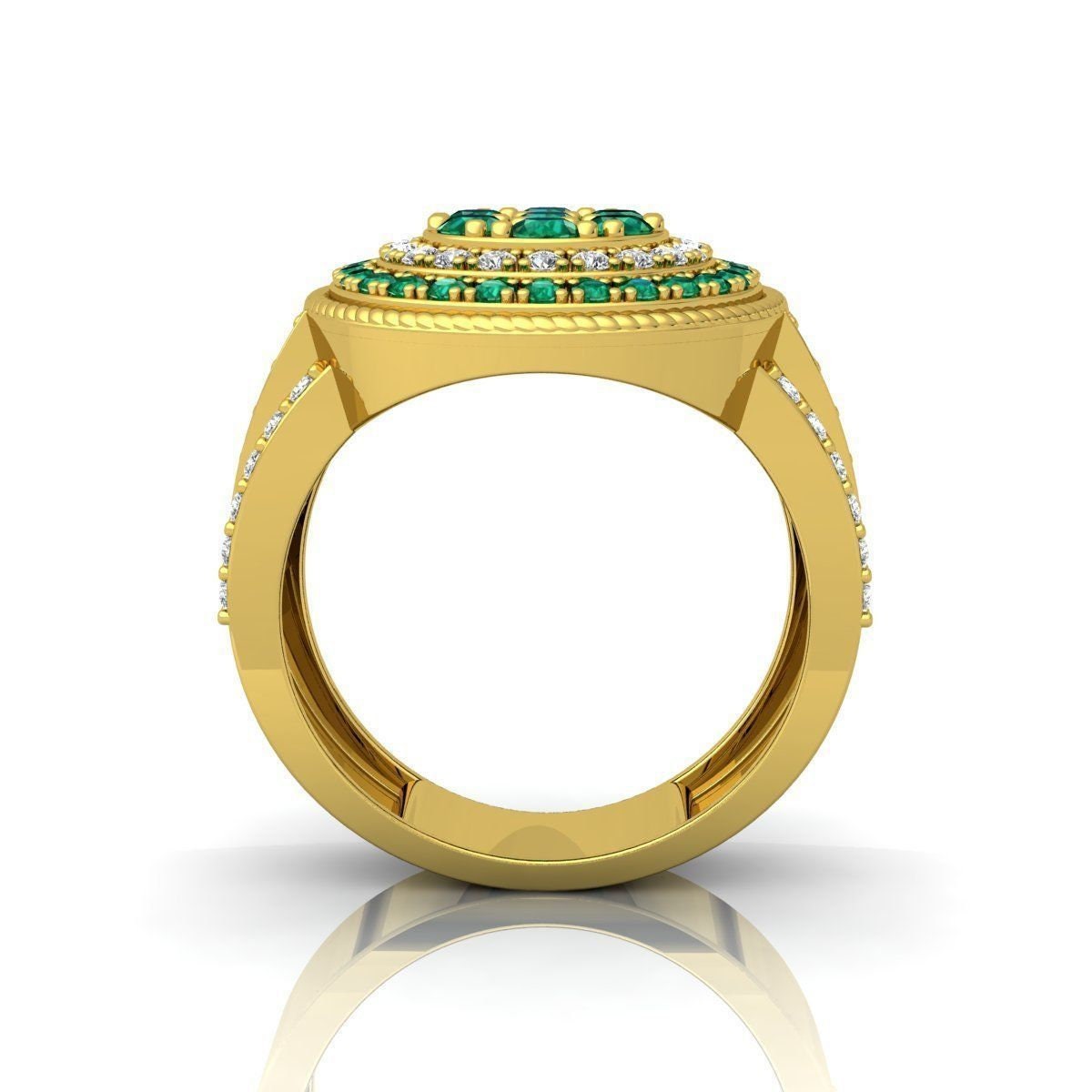 18kt yellow white gold ring design unisex man gift emeralds diamonds made in italy fashion jewelry fashion birthday anniversary