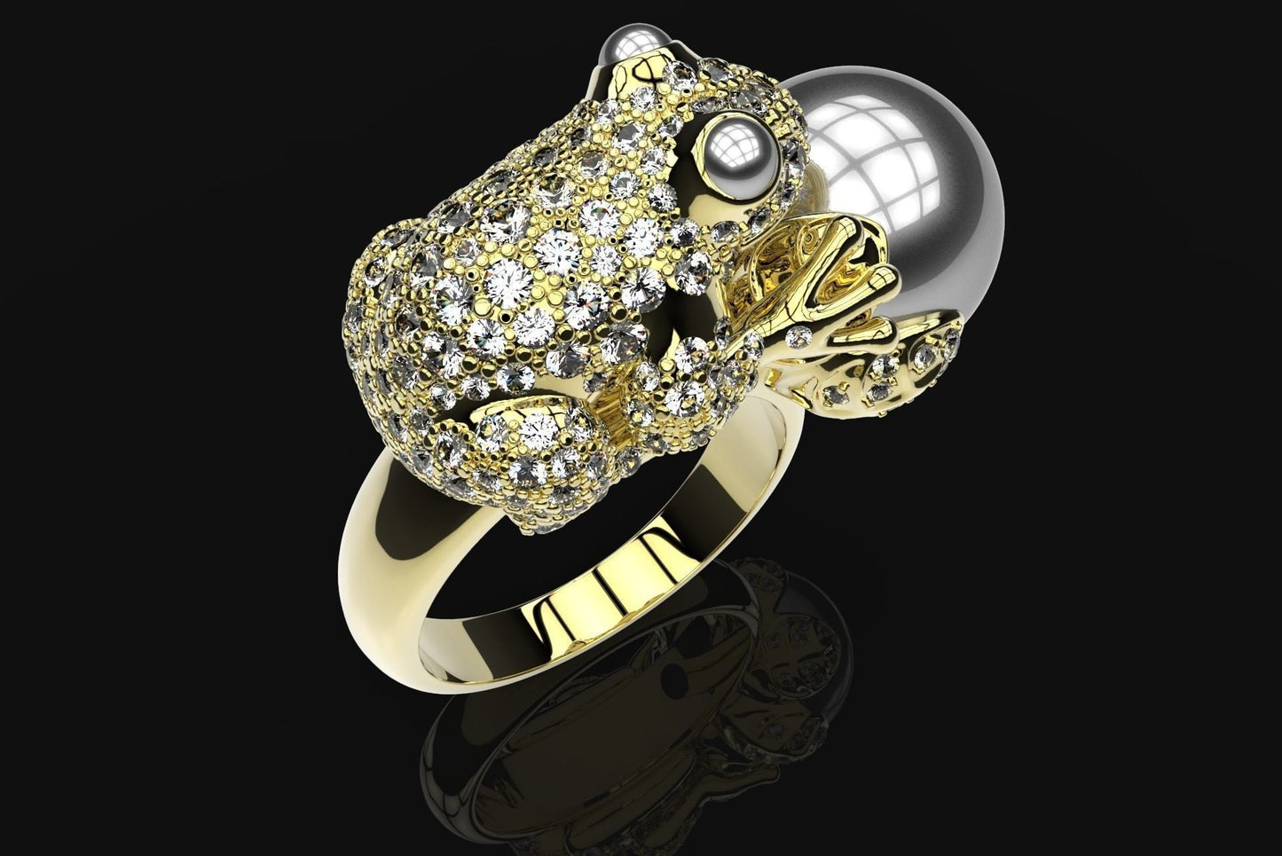 animalier frog ring 18kt white yellow emeralds rubies made in italy precious fashion gift