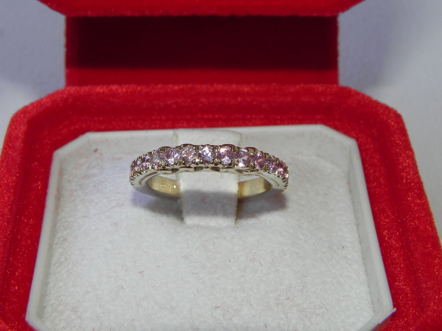 rivier wedding ring 18kt white gold 15 stones pink sapphires gift engagement bride wedding precious made in italy woman girl