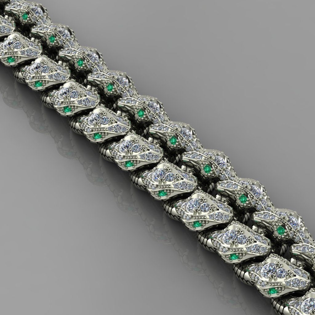 bracelet cuban mesh 18kt gold diamonds emeralds gift design unisex man woman made in italy anniversary birthday