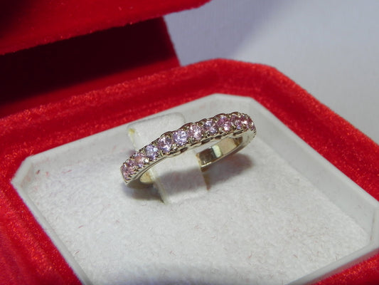 rivier wedding ring 18kt white gold 15 stones pink sapphires gift engagement bride wedding precious made in italy woman girl