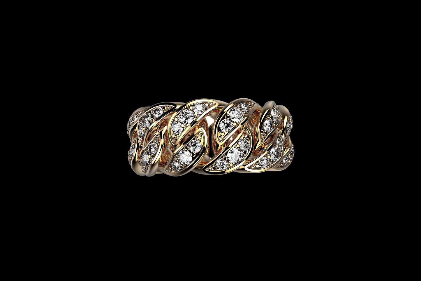 Cuban chain ring 18kt white yellow gold diamonds men unisex gift fashion fashion made in italy birthday anniversary woman