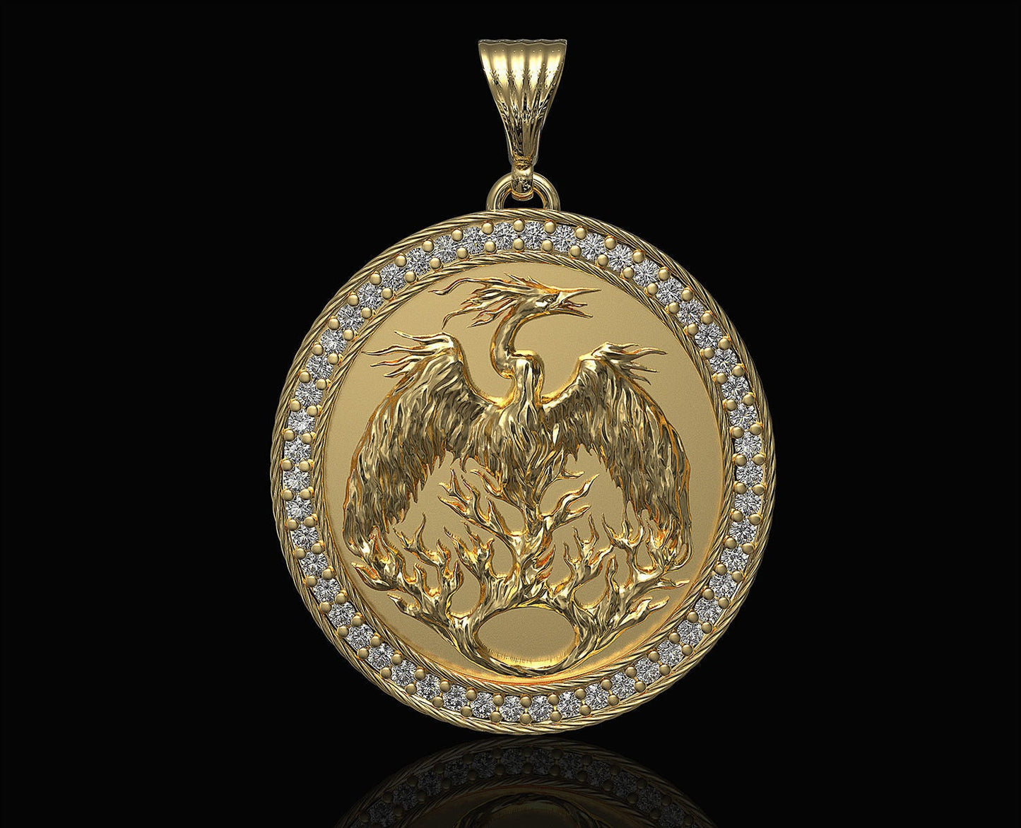 animal phoenix pendant 18 kt gold silver diamonds fashion gift fashion made in italy birthday