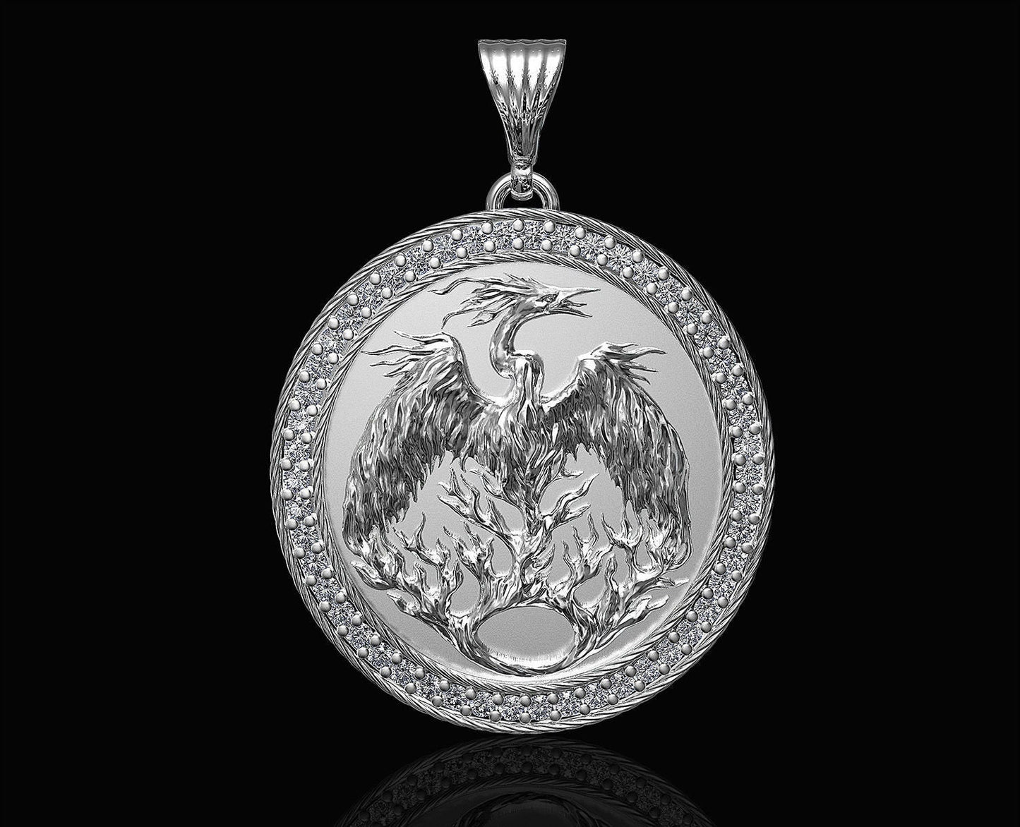 animal phoenix pendant 18 kt gold silver diamonds fashion gift fashion made in italy birthday