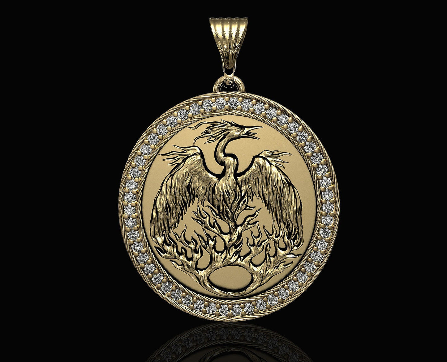 animal phoenix pendant 18 kt gold silver diamonds fashion gift fashion made in italy birthday