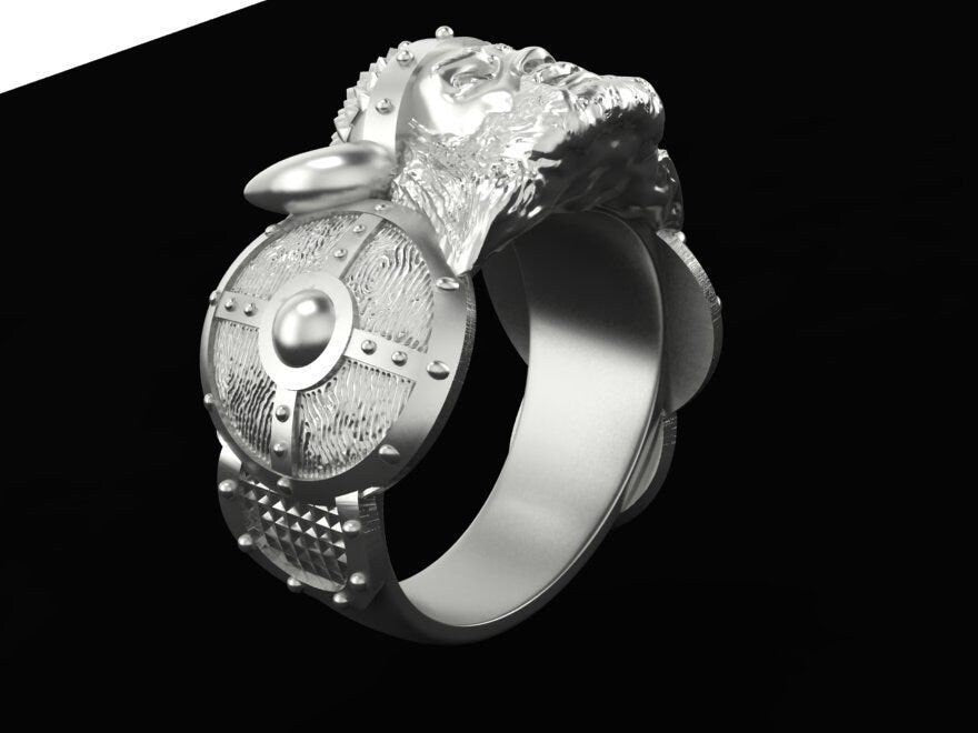 Viking ring design 18kt gold silver made in Italy warrior unisex gift man precious sculpture anniversary precious symbol