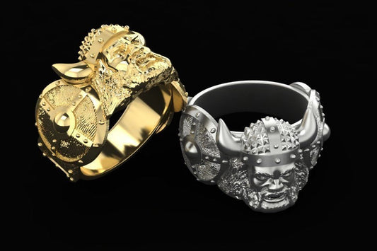 Viking ring design 18kt gold silver made in Italy warrior unisex gift man precious sculpture anniversary precious symbol