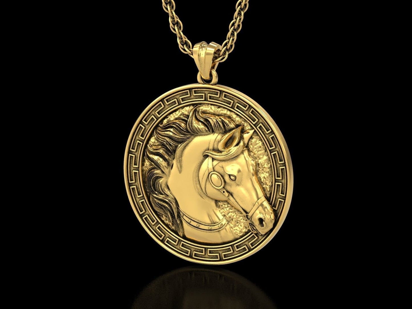 horse head pendant 18kt gold silver design made in italy animal gift details unisex girls birthday sport trophy