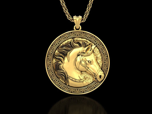 horse head pendant 18kt gold silver design made in italy animal gift details unisex girls birthday sport trophy