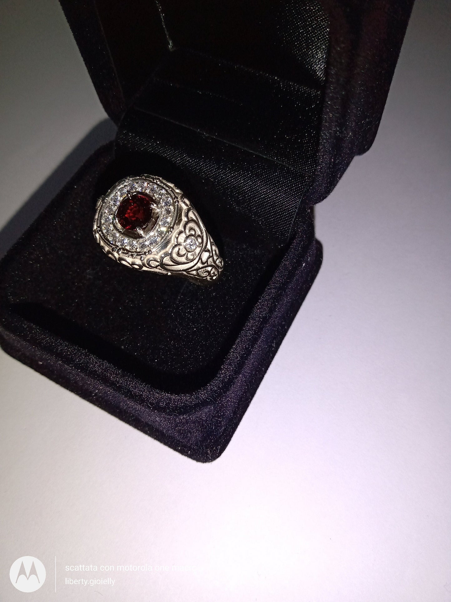 18kt gold ring unisex line woman man diamonds garnet gift design made in italy anniversary luxury precious birthday elegant