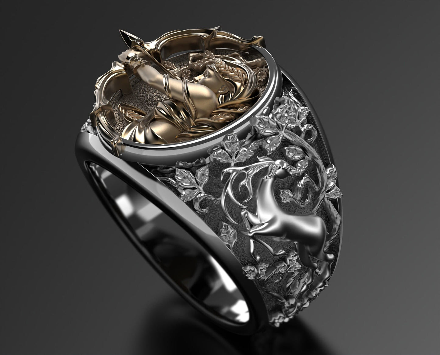 ring Artemis diana goddess of hunting ancient greece sculpture jewel gift woman history birthday made in italy engagement