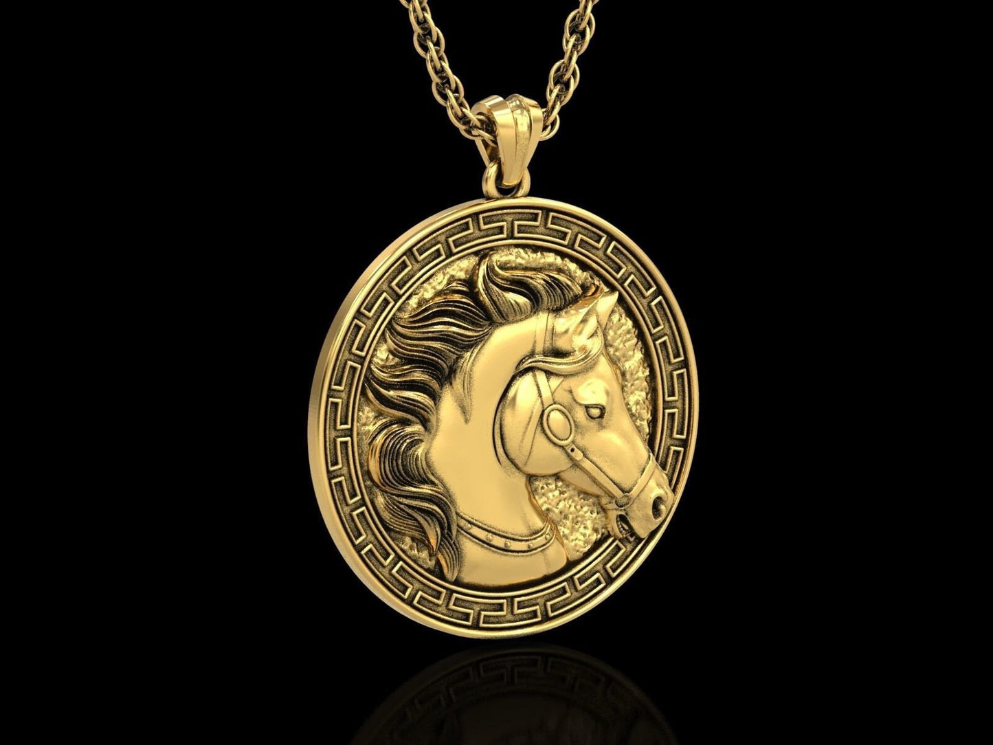 horse head pendant 18kt gold silver design made in italy animal gift details unisex girls birthday sport trophy