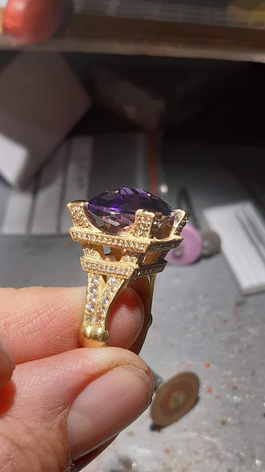 18kt gold eiffel tower ring various colors amethyst citrine diamonds zircons gift woman fashion paris love engagement birthday fashion