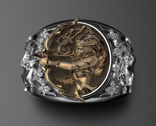 ring Artemis diana goddess of hunting ancient greece sculpture jewel gift woman history birthday made in italy engagement