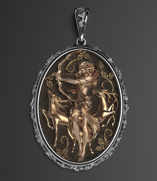 pendant ARTEMIDE dian pendant goddess of hunting ancient GREECE precious sculpture anniversary gift passion woman girl engagement