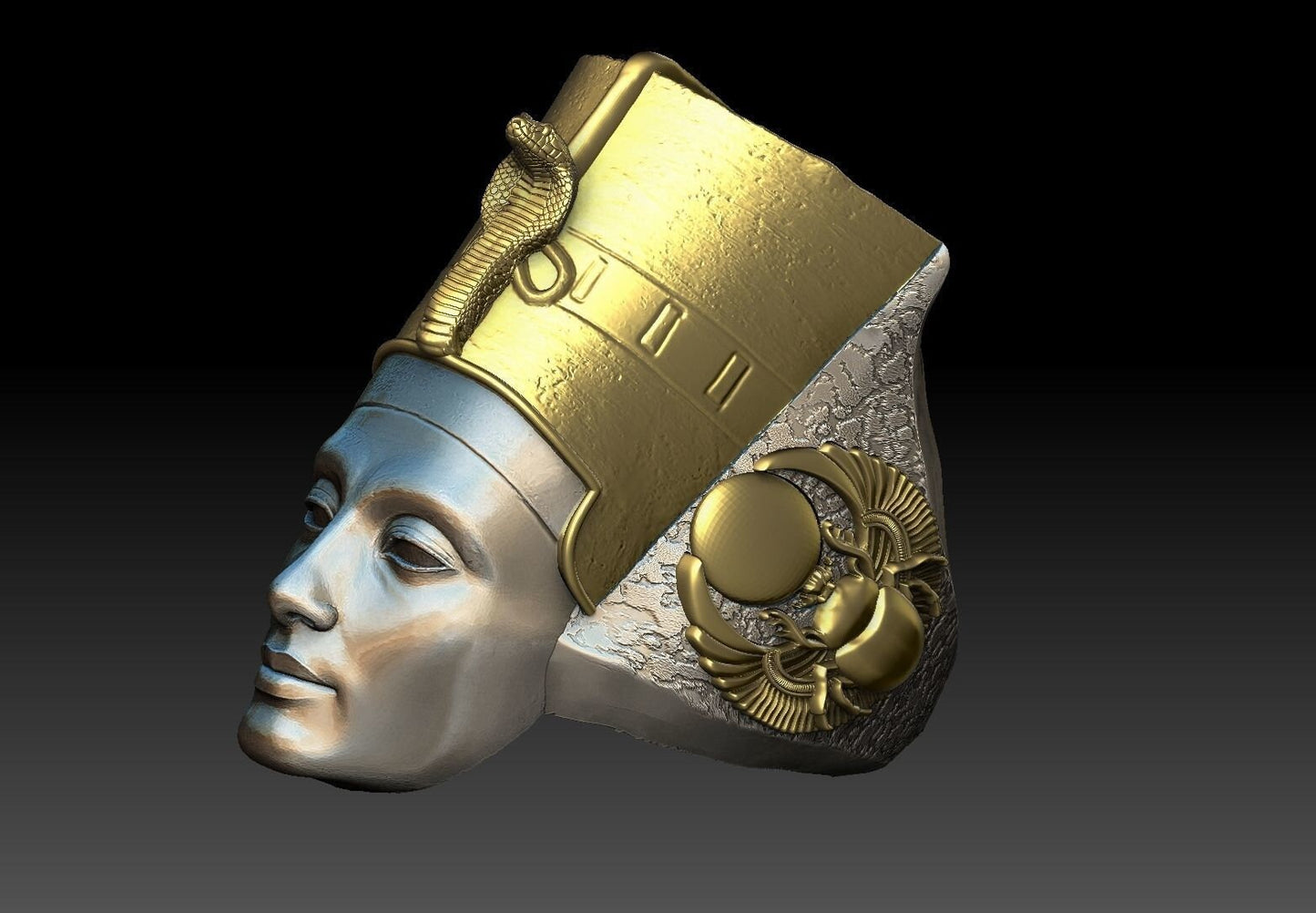 nefertiti queen egypt ring 18kt gold silver fashion made in italy sculpture design details unisex gift woman precious solid history