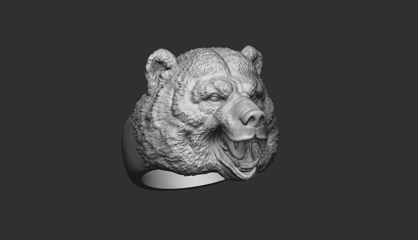 animal bear ring 18 kt gold silver unisex man gift sculpture made in italy precious rich fashion solid