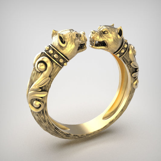 animal rings 18kt gold silver lion pitbull snake man woman made in italy gift anniversary engagement precious sculpture