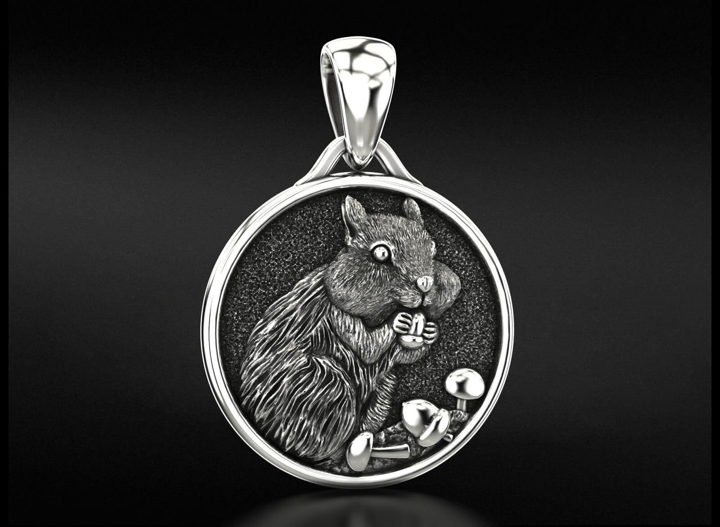 squirrel pendant medal sculpture silver 18kt gold gift for woman unisex man birthday made in Italy boys engagement