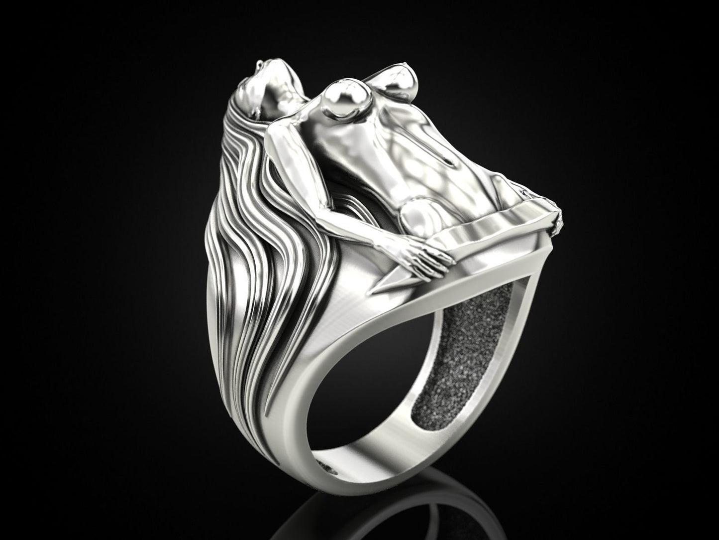 woman ring sculpture gold 18kt silver gift made in italy unisex girl engagement bride precious anniversary