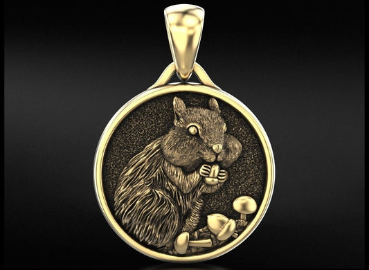 squirrel pendant medal sculpture silver 18kt gold gift for woman unisex man birthday made in Italy boys engagement