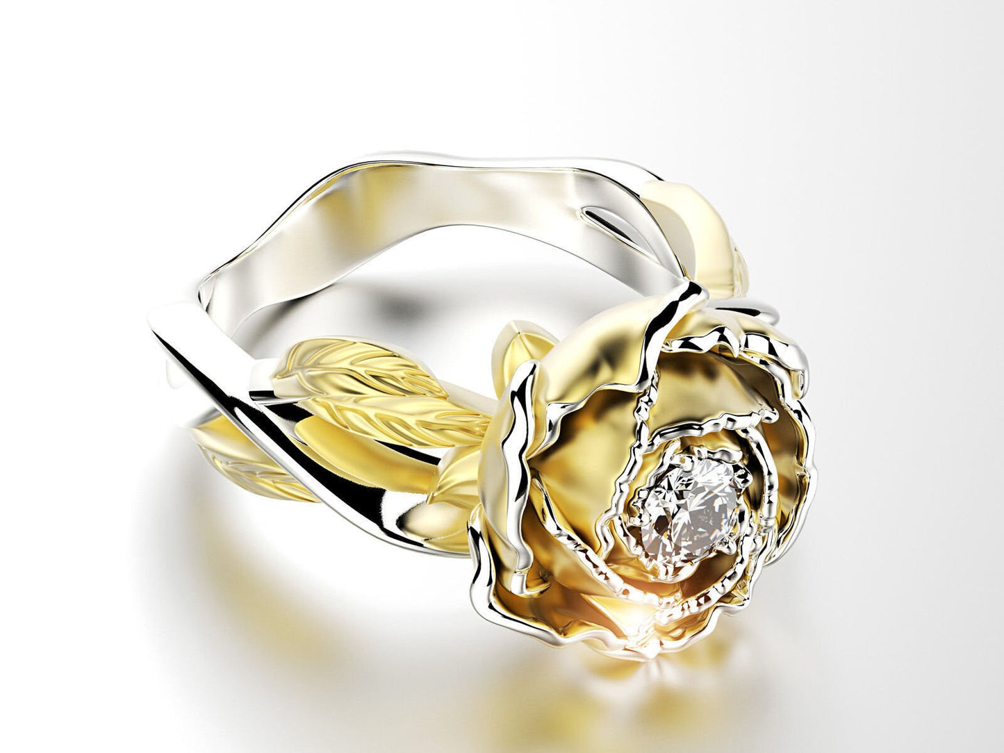 floral ring design silver 18kt gold diamond woman gift girl made in italy engagement bride birthday precious fashion fashion