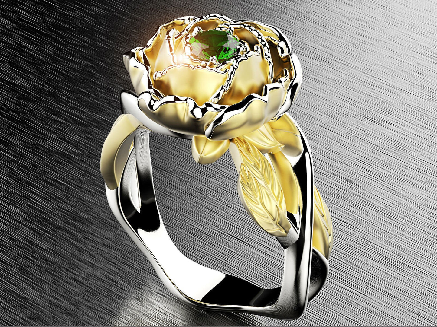 floral ring design silver 18kt gold diamond woman gift girl made in italy engagement bride birthday precious fashion fashion