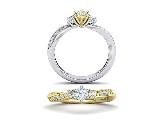 18kt gold trilogy ring diamonds gift woman bride anniversary made in italy engagement birthday elegance precious girl