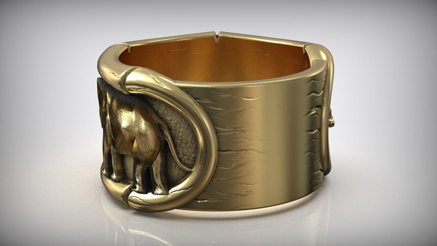 ring elephants savannah safari gold silver sculpture gift sport precious man unisex nature creation woman boys made in italy